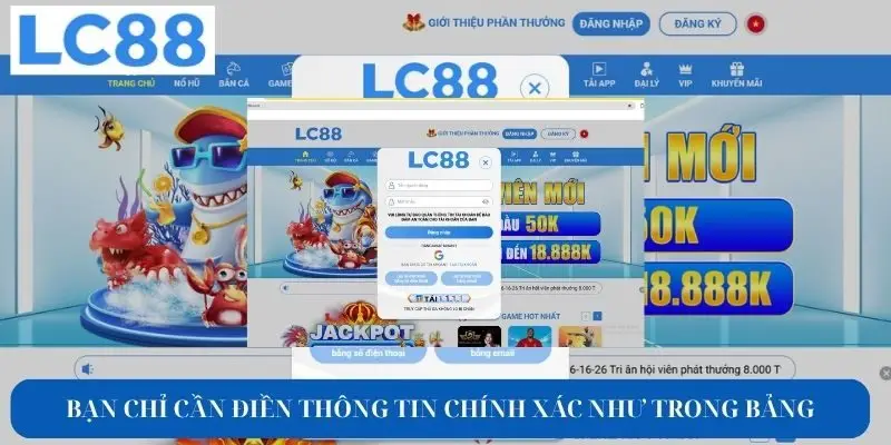 Bạn chỉ cần điền thông tin chính xác như trong bảng là được
