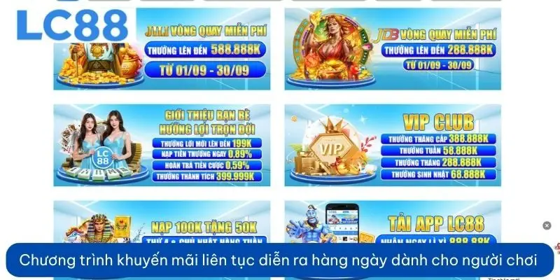 Chương trình  khuyến mãi liên tục diễn ra hàng ngày dành cho người chơi 